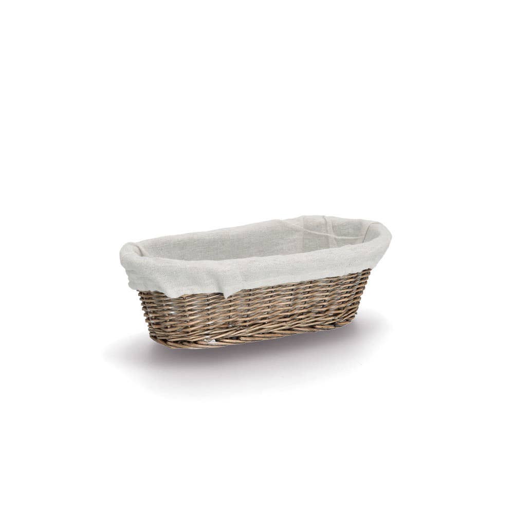 Brotkorb mit Beutel "Morgenkorb" aus Weide und Canvas, von Wohnen auf dem Land, ideal für Frühstück oder Brötchen.