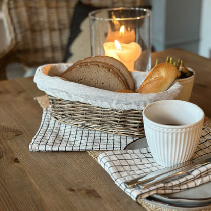 Brotkorb mit Beutel "Morgenkorb" aus Weide und Canvas, dekorativer Korb für Frühstücks- oder Brotzubehör
