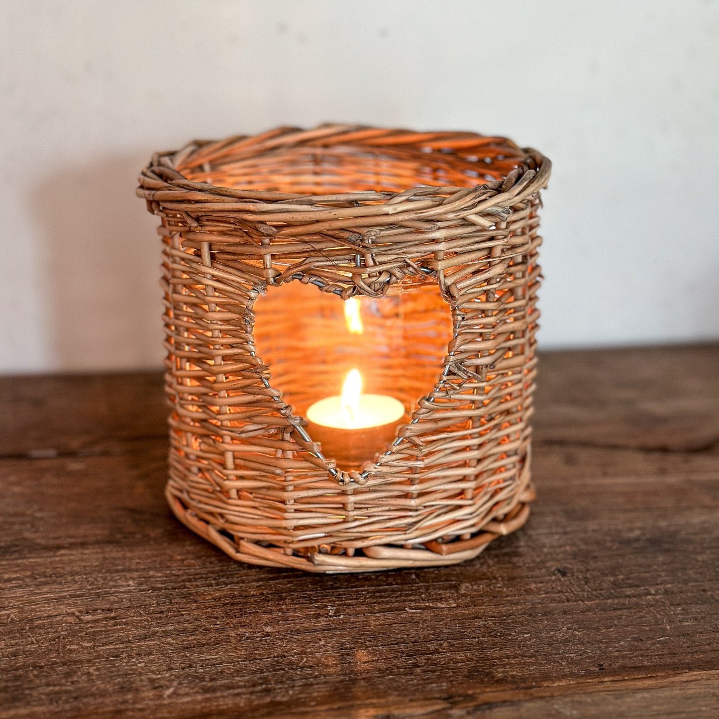 Kerzenhalter Windlicht "Herz" Rattan 12cm - Wohnen auf dem Land