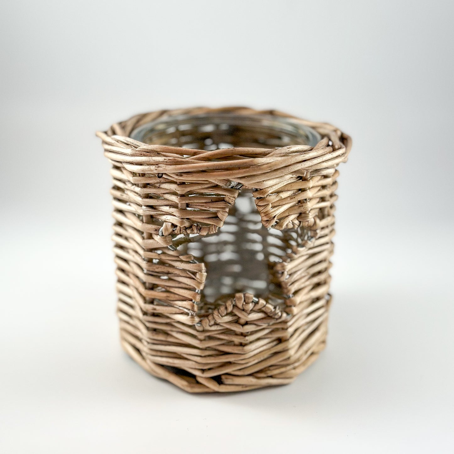 Kerzenhalter Windlicht "Stern" Rattan 9cm - Wohnen auf dem Land