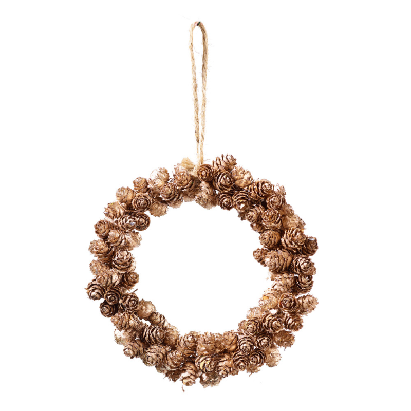 Deko Kranz mit Zapfen "Foret" Natur Braun Gold 15cm - Wohnen auf dem Land