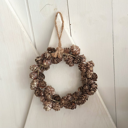 Deko Kranz mit Zapfen "Foret" Natur Braun Gold 15cm - Wohnen auf dem Land