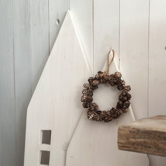 Deko Kranz mit Zapfen "Foret" Natur Braun Gold 15cm - Wohnen auf dem Land