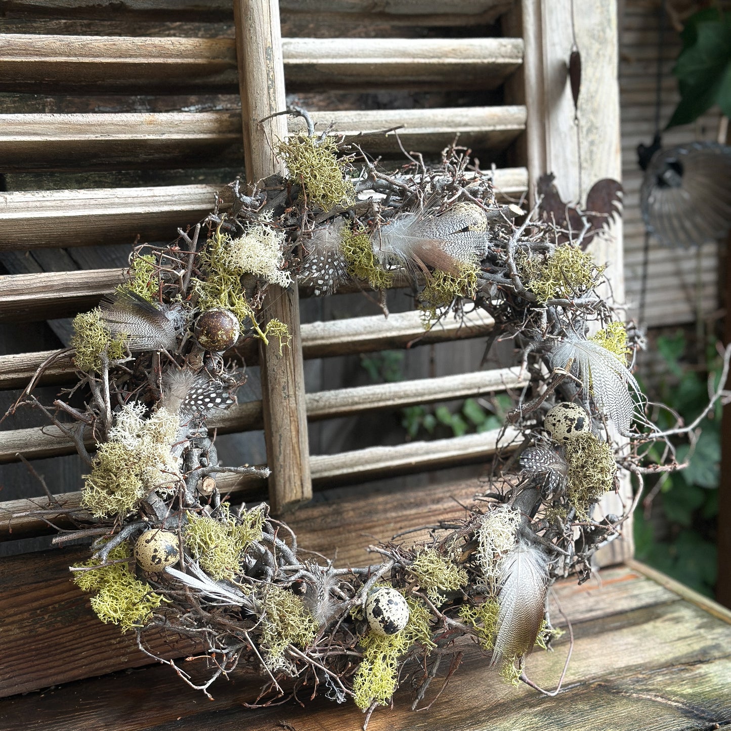 Kranz mit Feder und Wachteleiern "Pasja" Natur 35cm - Wohnen auf dem Land