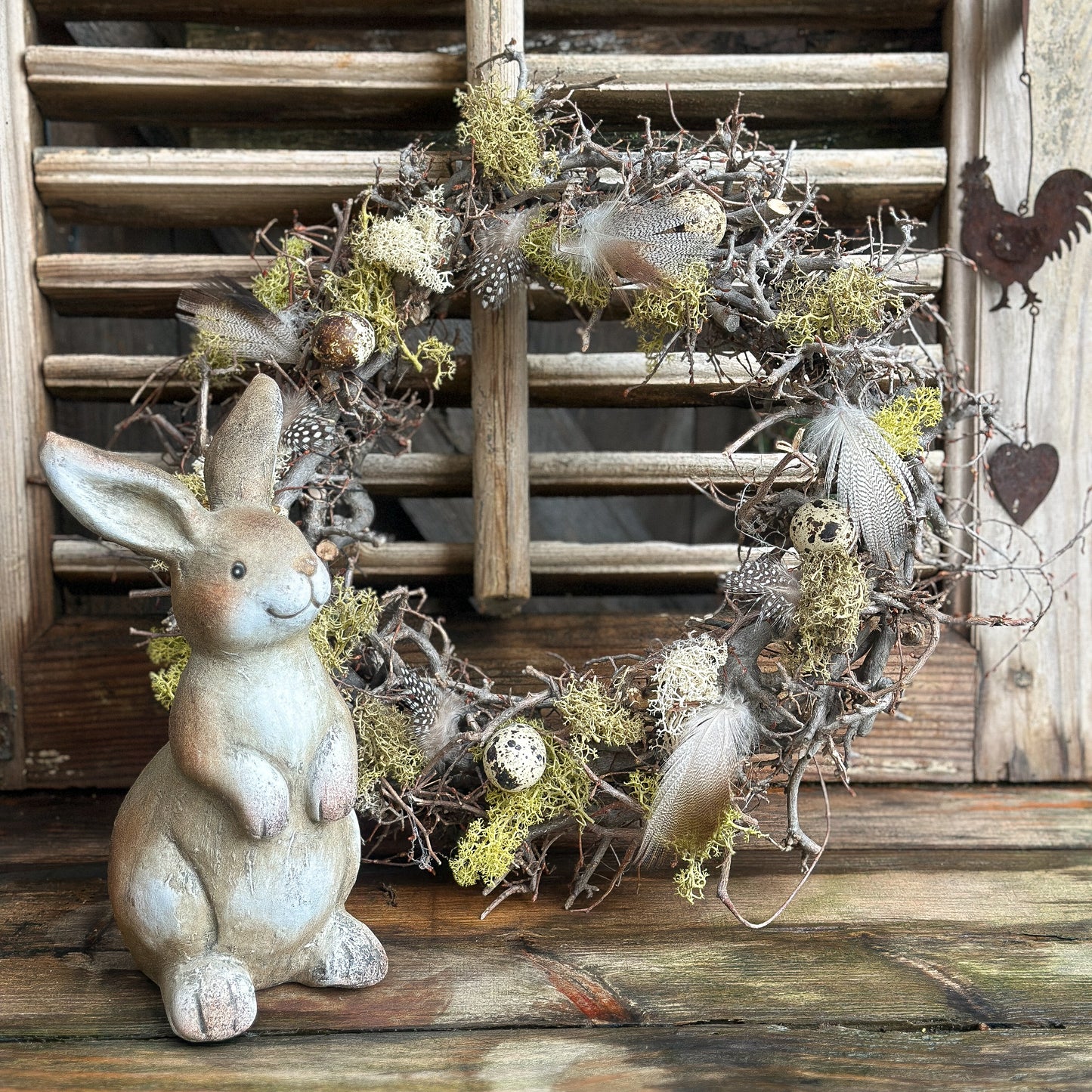 Kranz mit Feder und Wachteleiern "Pasja" Natur 35cm - Wohnen auf dem Land