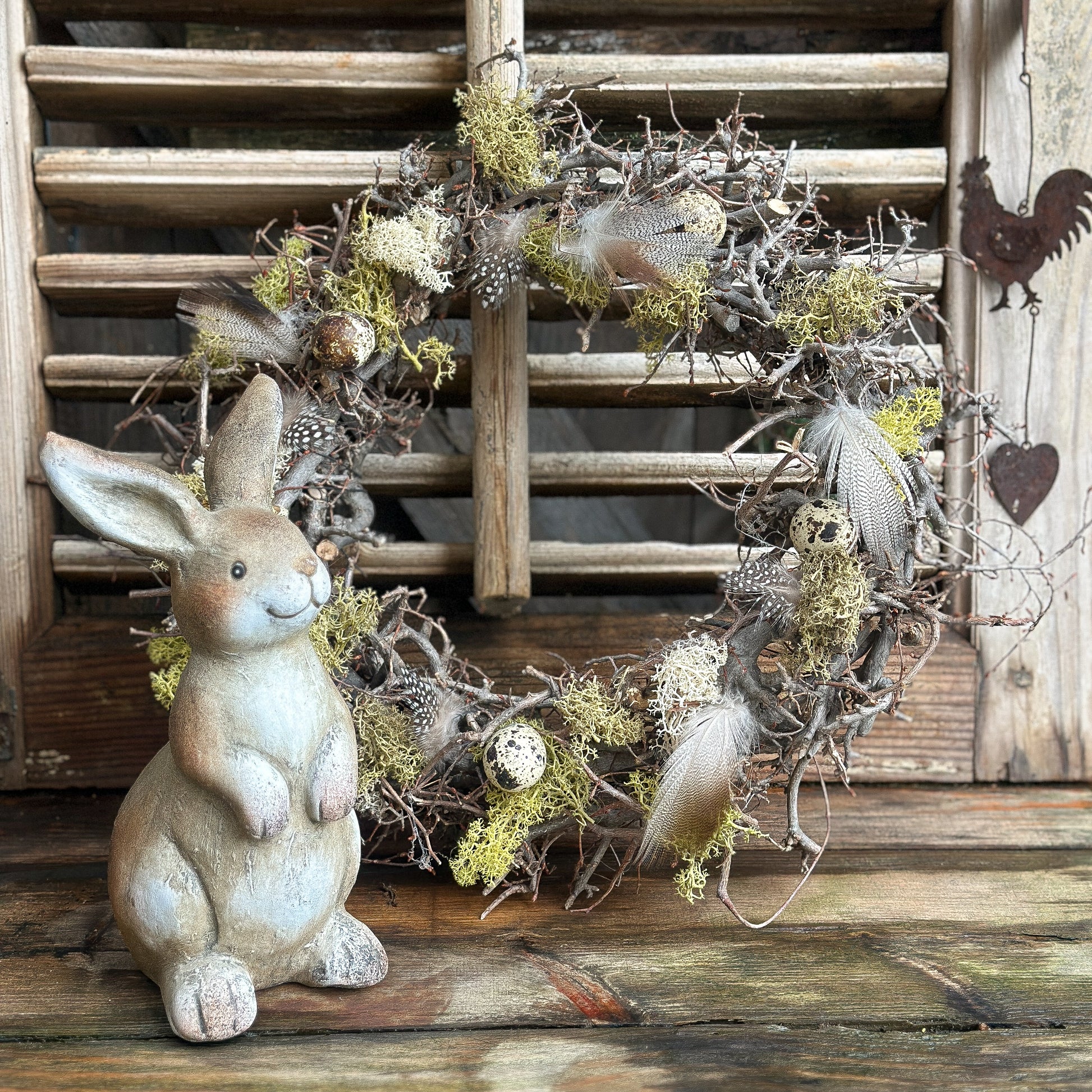 Kranz mit Feder und Wachteleiern "Pasja" Natur 35cm - Wohnen auf dem Land
