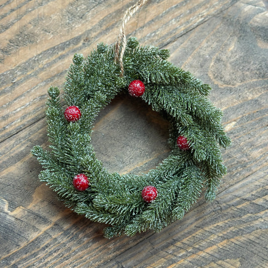 Kranz Tanne mit Beeren "Berry Bliss" Frosteffekt grün rot 17cm - Wohnen auf dem Land