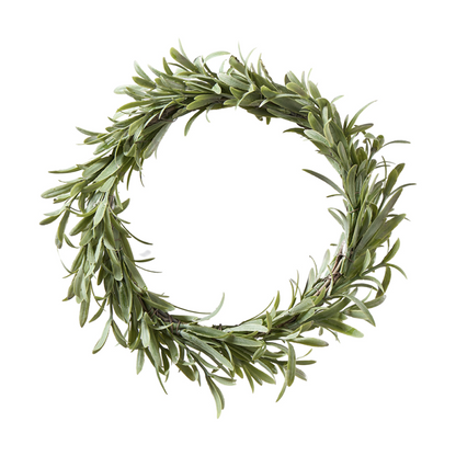 Grüner Lavendel Kranz "Immergrün" von Wohnen auf dem Land, 20 cm Durchmesser, mit lebhaften Lavendelblüten.