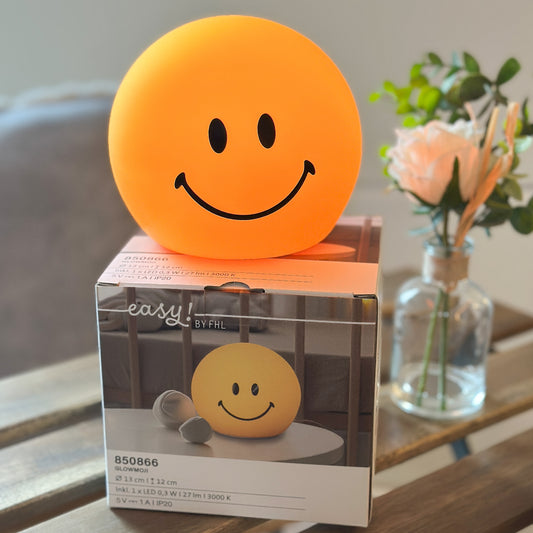 Leuchte Nachtlicht "Glowmoji" Smiley Silikon gelb 13cm - Wohnen auf dem Land