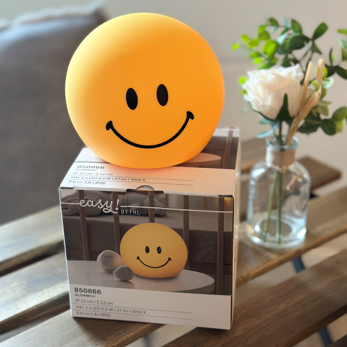 Leuchte Nachtlicht "Glowmoji" Smiley Silikon gelb 13cm - Wohnen auf dem Land