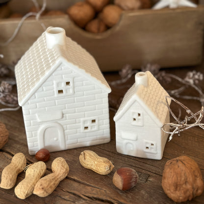 LED Lichthaus "Bricks" Porzellan Tür Rund Weiß 2 Größen - Wohnen auf dem Land