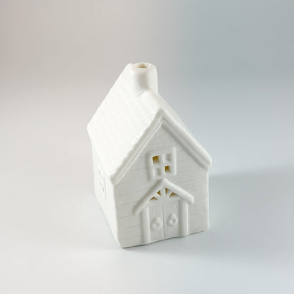 LED Lichthaus "Logs" Porzellan Tür Eckig Weiß 2 Größen - Wohnen auf dem Land