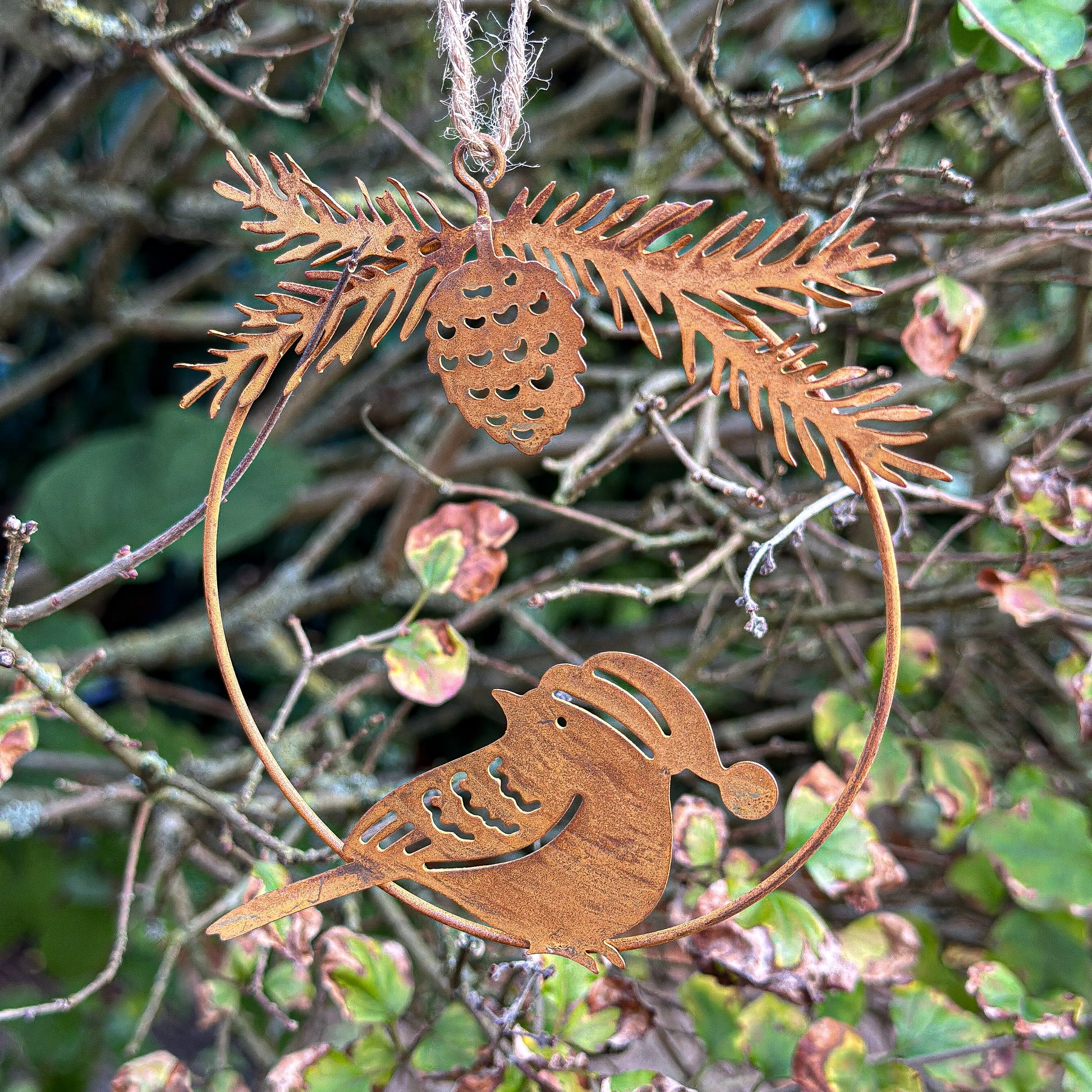 Anhänger Deko Ring "Vogel" Metall Rost 2er Set - Wohnen auf dem Land