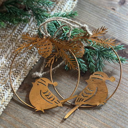 Anhänger Deko Ring "Vogel" Metall Rost 2er Set - Wohnen auf dem Land