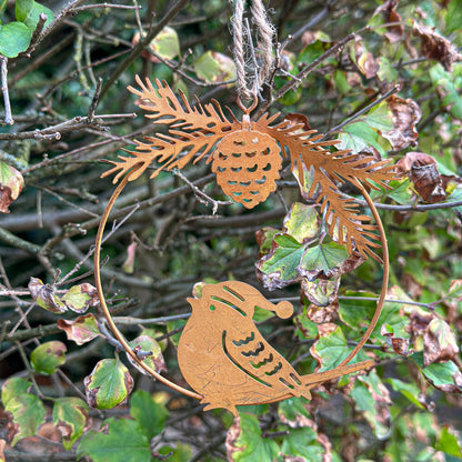 Anhänger Deko Ring "Vogel" Metall Rost 2er Set - Wohnen auf dem Land