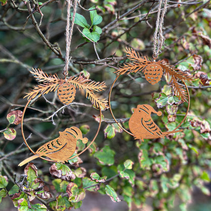Anhänger Deko Ring "Vogel" Metall Rost 2er Set - Wohnen auf dem Land