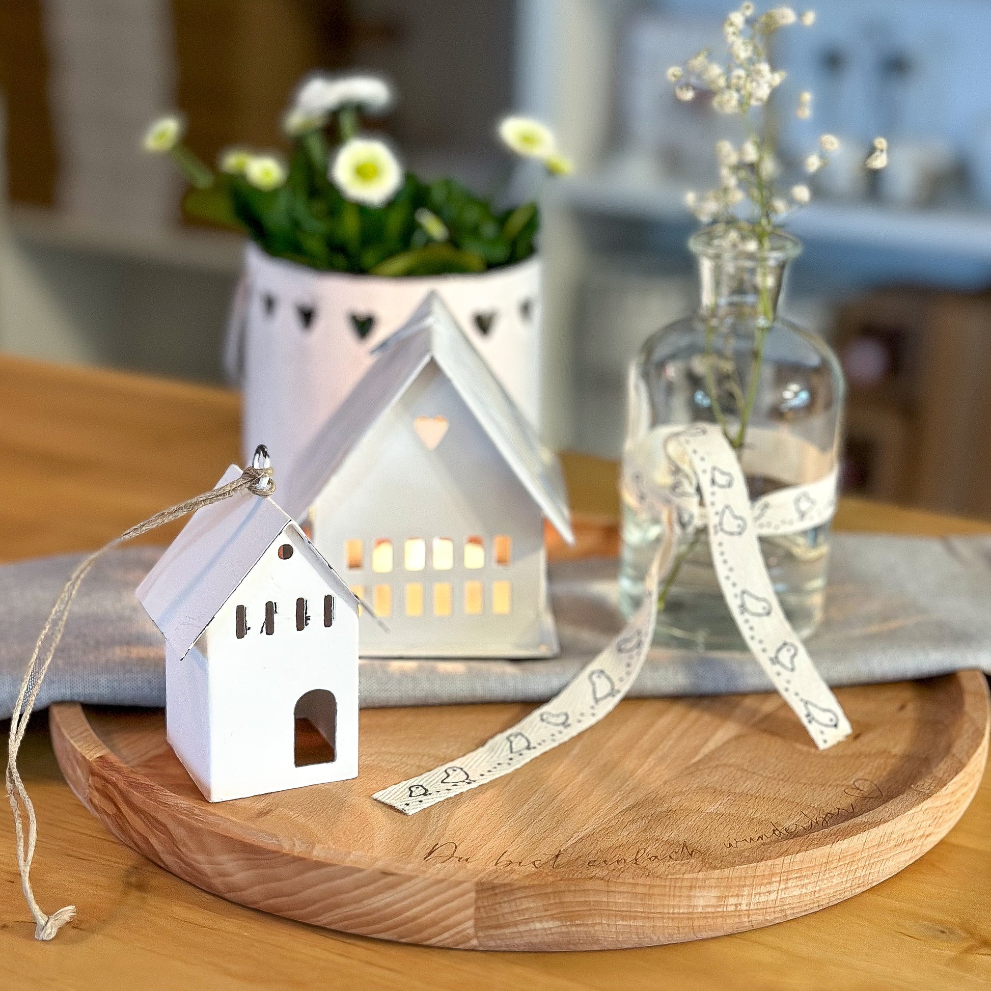 Windlicht "Haus" weiß - Wohnen auf dem Land