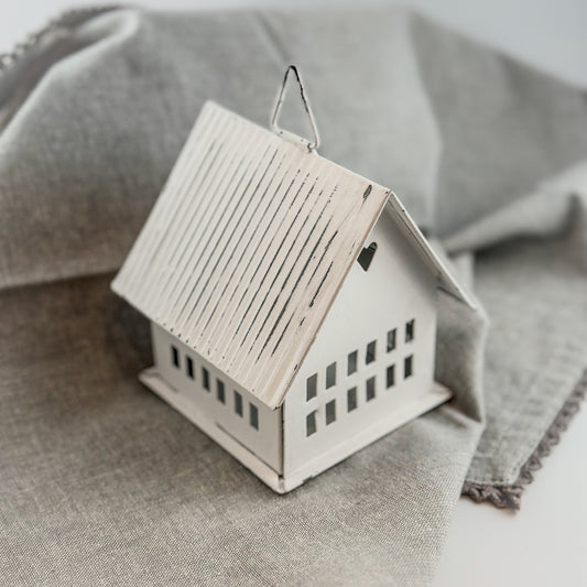Windlicht "Haus" weiß - Wohnen auf dem Land