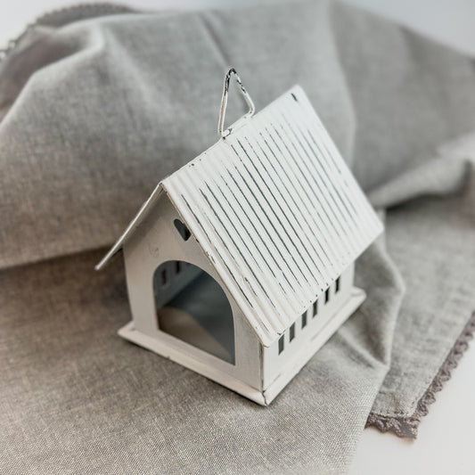 Windlicht "Haus" weiß - Wohnen auf dem Land