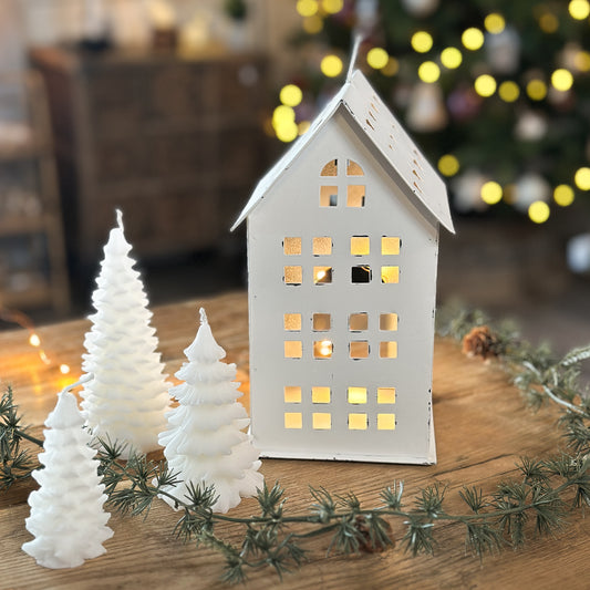 Windlicht Lichthaus "Sternendach" Metall vintage weiß 20cm - Wohnen auf dem Land