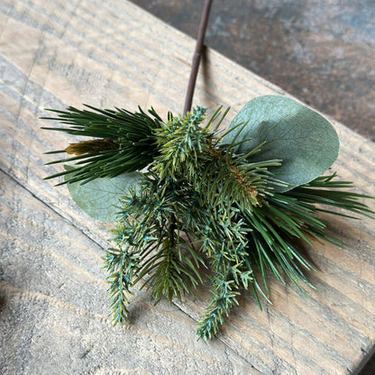 Tannen Pick mit Eukalyptus "Wintergrün" Kunststoff Grün 25cm - Wohnen auf dem Land