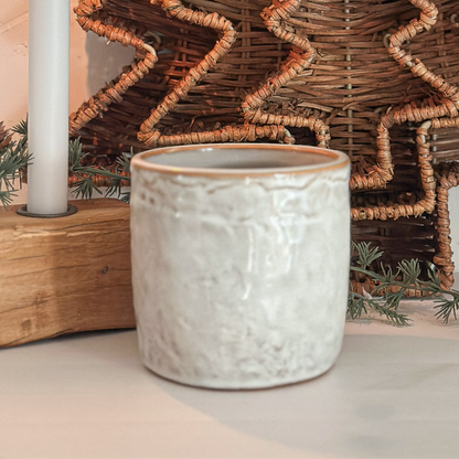 Blumenpot Übertopf "Ecru" Keramik creme weiß groß 11cm - Wohnen auf dem Land