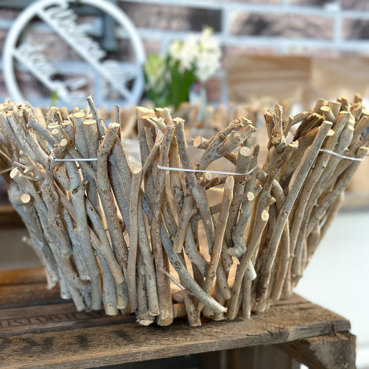 Pflanzschale Pot "Wildwood" Holz Natur Braun Groß 37cm - Wohnen auf dem Land