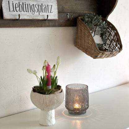 Vase Topf "Pokal" Zement Weiß 15cm - Wohnen auf dem Land