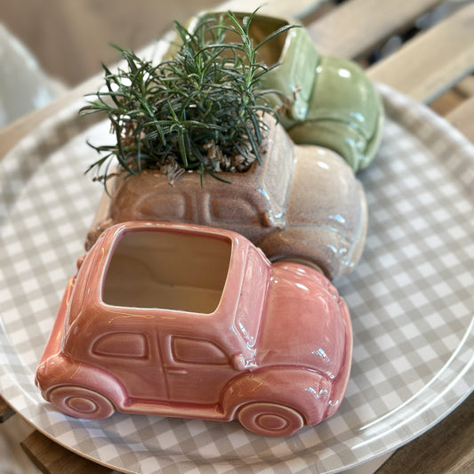 Vase Pflanztopf Auto "Beetle" Keramik glasiert 18cm 3 Farben - Wohnen auf dem Land