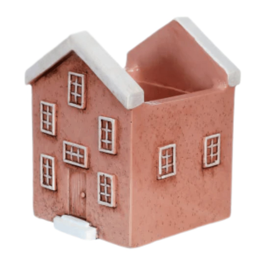 Kleiner Keramik-Pflanzgefäß "Amsterdam" von Wohnen auf dem Land in rosa, mit Haus-Design und 6 Varianten erhältlich.