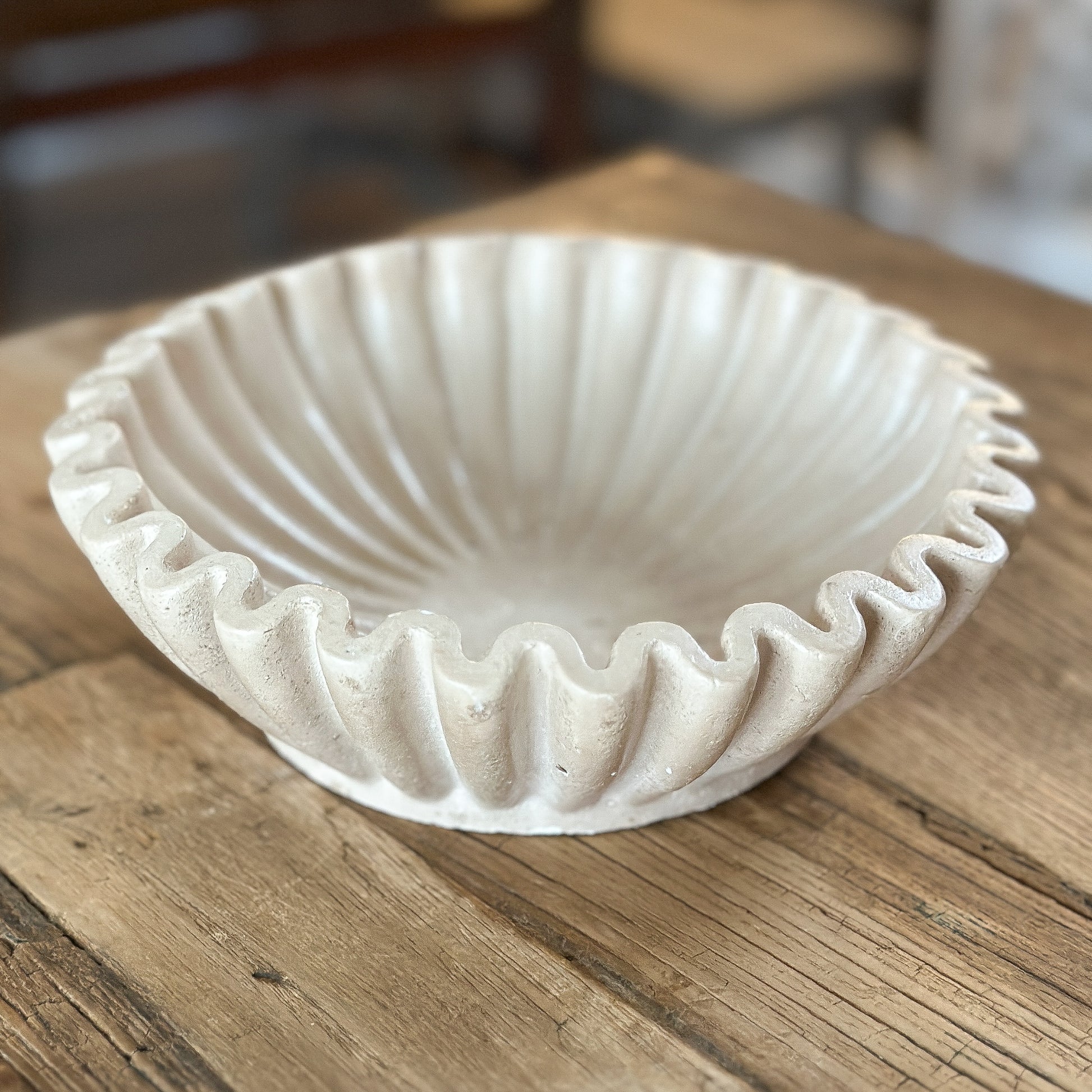 Deko Schale "Calista" Wellenform Keramik Creme 20cm - Wohnen auf dem Land