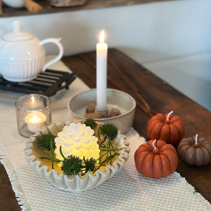 Deko Schale "Calista" Wellenform Keramik Creme 20cm - Wohnen auf dem Land