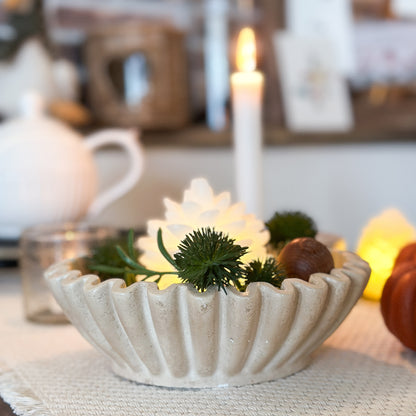 Deko Schale "Calista" Wellenform Keramik Creme 20cm - Wohnen auf dem Land