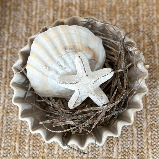 Deko Schale "Lys" Wellenform Keramik Cremeweiß 15cm - Wohnen auf dem Land