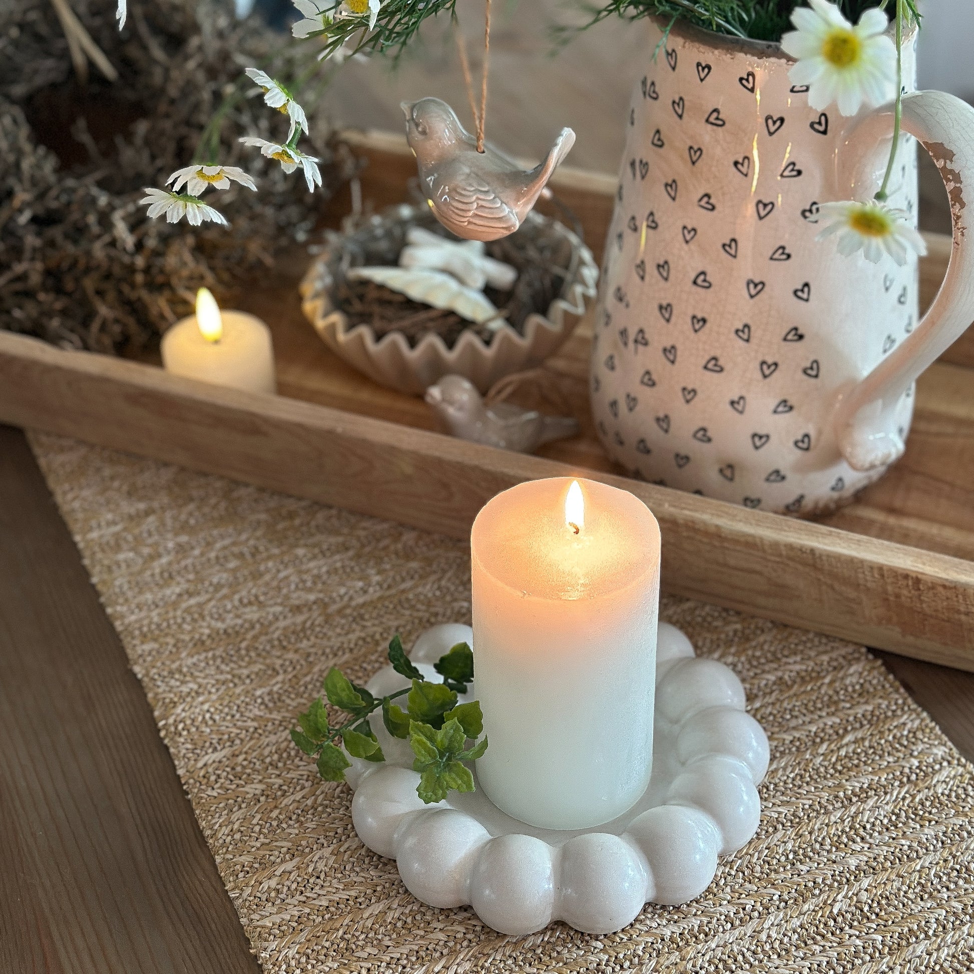 Deko Schale Teller "Luna" Keramik weiß 16cm - Wohnen auf dem Land