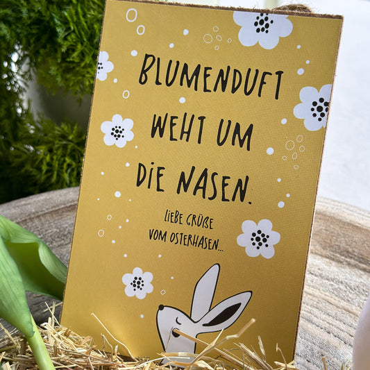 Schild Aufhänger "Blumenduft" Holz Gelb - Wohnen auf dem Land