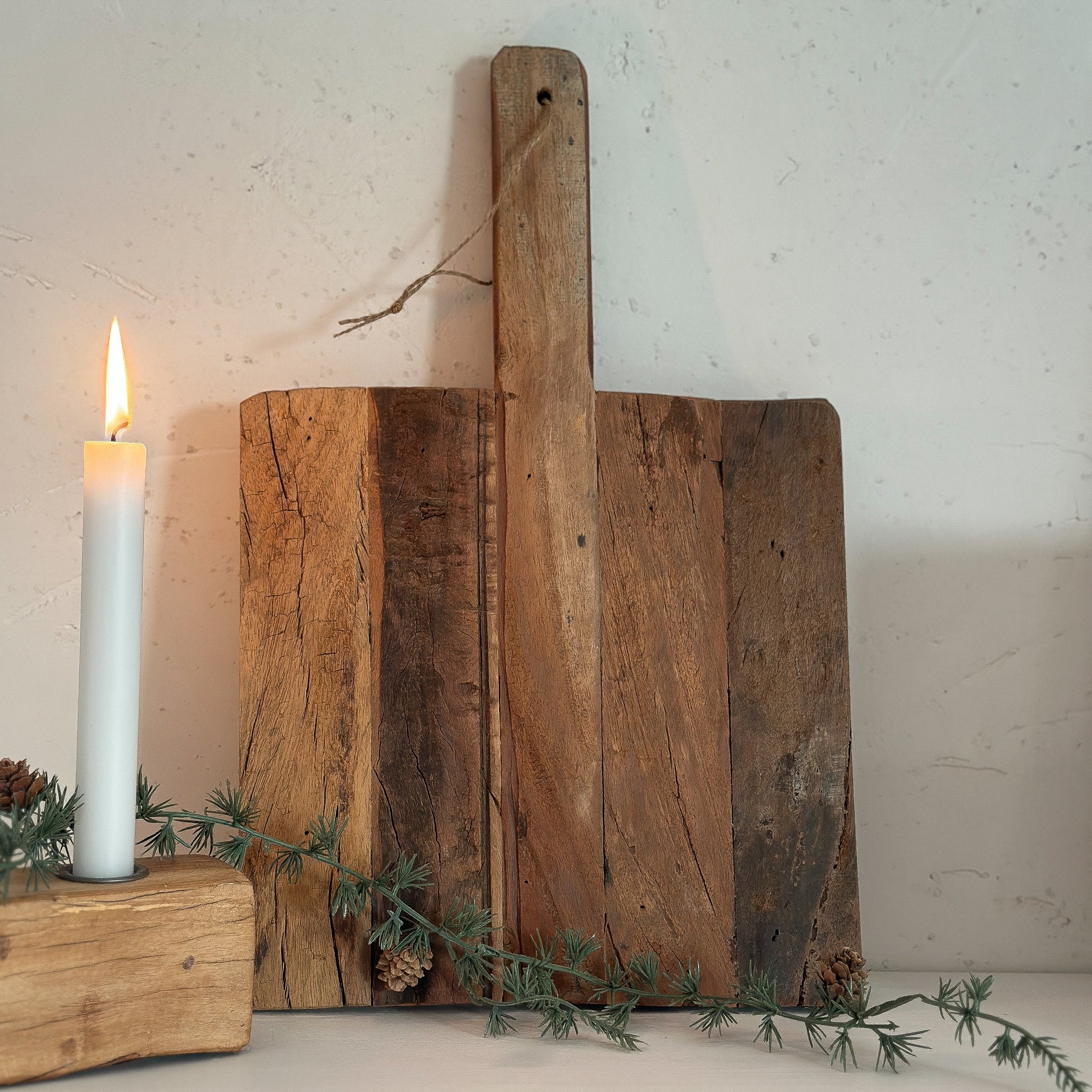 Tablett Brett mit Griff "Vintage Board" Altholz klein 25x25 - Wohnen auf dem Land