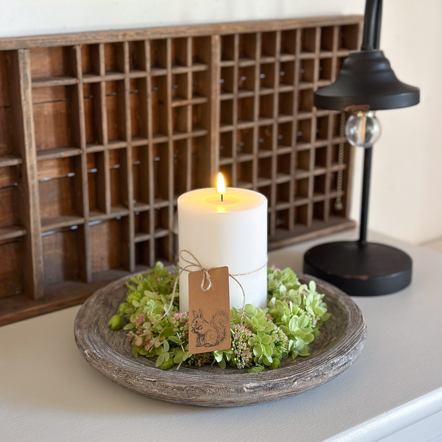 Tablett Schale "Antik" Holz Rund 34cm - Wohnen auf dem Land