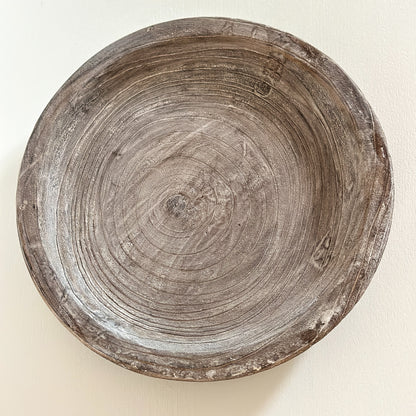 Tablett Schale "Antik" Holz Rund 34cm - Wohnen auf dem Land