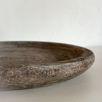 Tablett Schale "Antik" Holz Rund 34cm - Wohnen auf dem Land