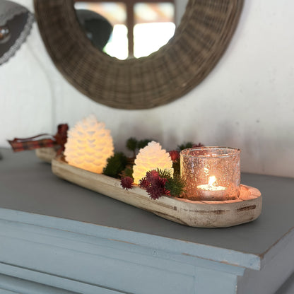 Tablett Schale mit Griff "Rustika" Holz länglich 57cm - Wohnen auf dem Land