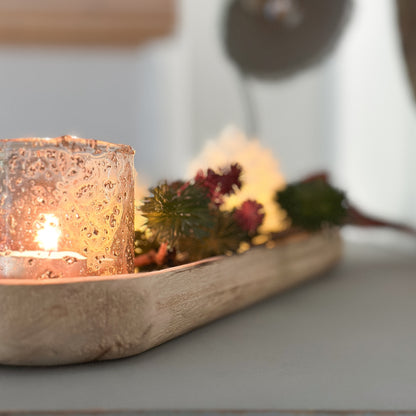 Tablett Schale mit Griff "Rustika" Holz länglich 57cm - Wohnen auf dem Land