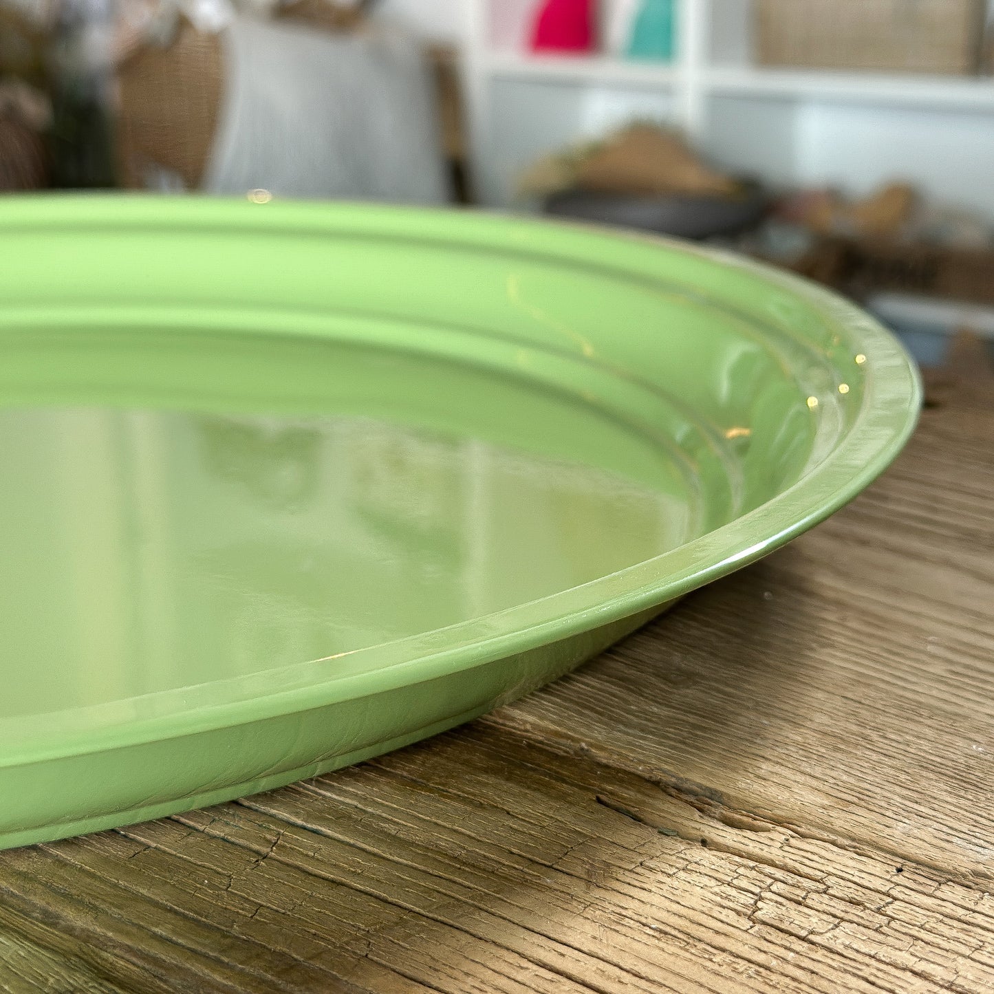 Teller Schale Metall Zink D40cm Grün - Wohnen auf dem Land