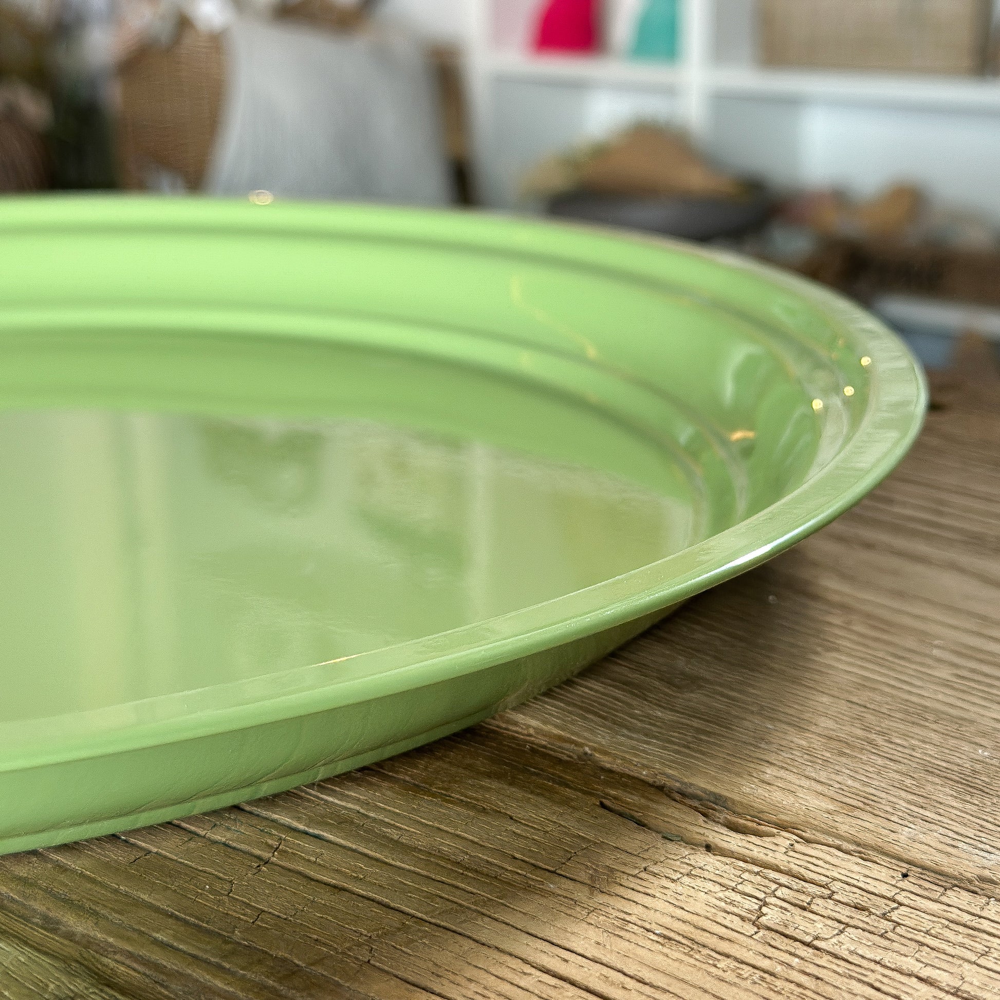 Teller Schale Metall Zink D40cm Grün - Wohnen auf dem Land