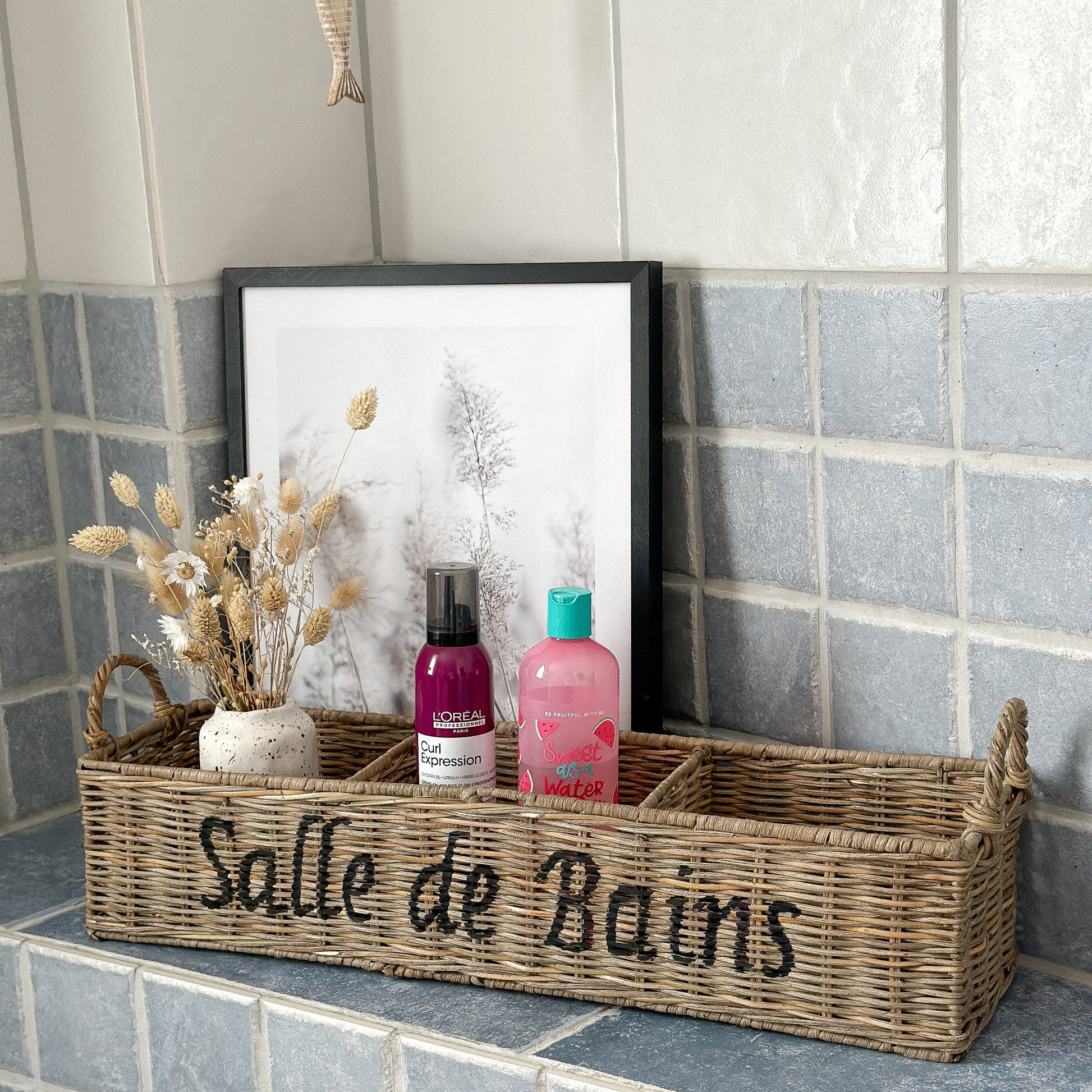 Tisch Tablett Organizer "Salle de Bains" Rattan - Wohnen auf dem Land