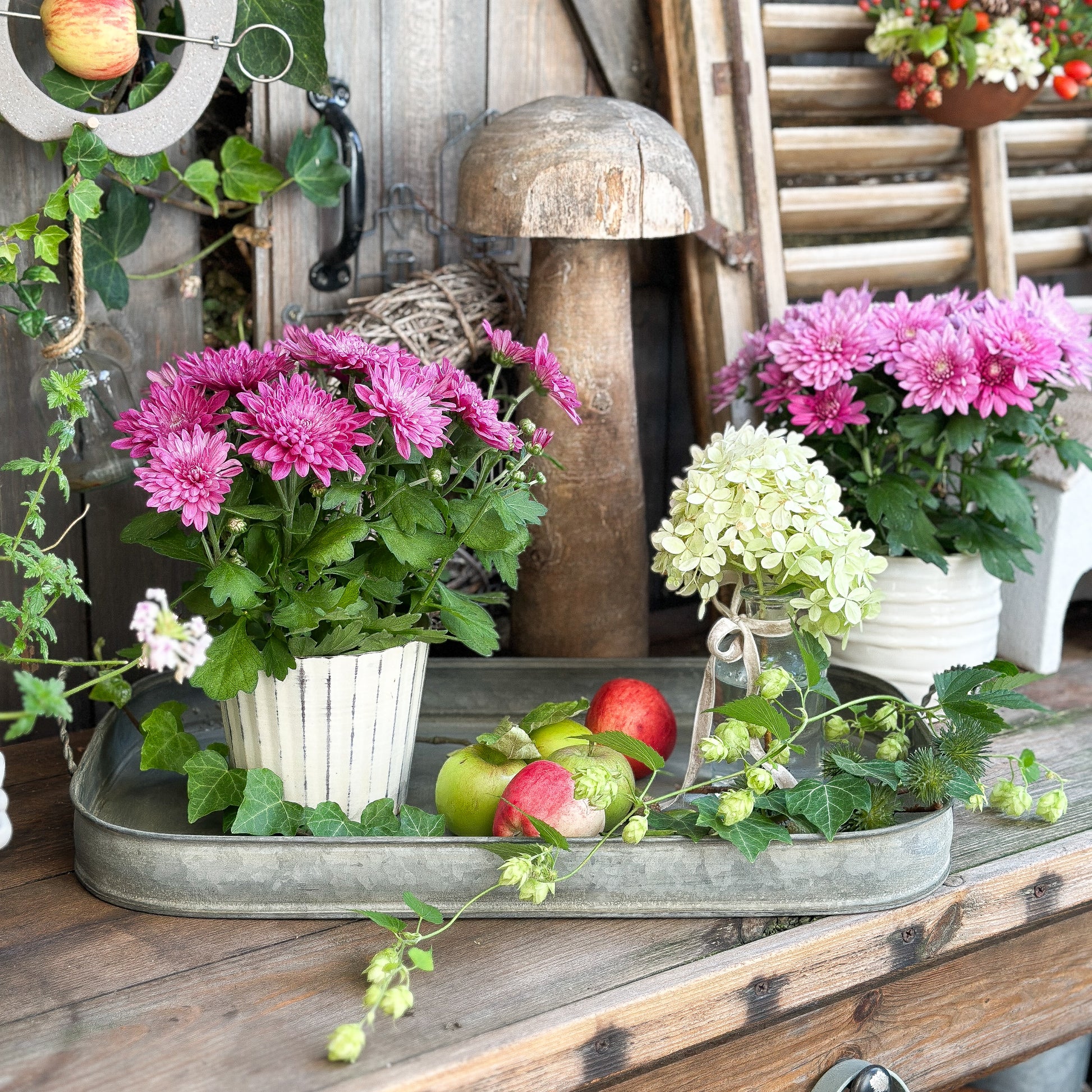 Zinktablett Schale "Louise" Metall rechteckig Vintage Grau 50cm - Wohnen auf dem Land