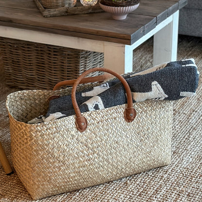 Tasche Korb Shopper "Boho Beach Bag" Seegras Natur 60cm - Wohnen auf dem Land