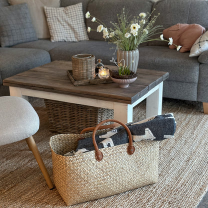 Tasche Korb Shopper "Boho Beach Bag" Seegras Natur 60cm - Wohnen auf dem Land