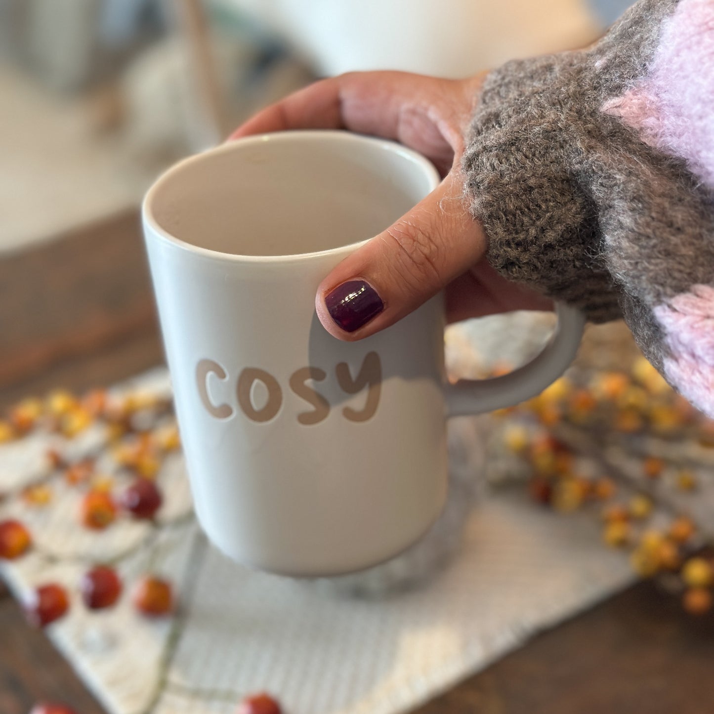 Tasse Mug XXL "Cosy" Keramik Creme 470ml - Wohnen auf dem Land