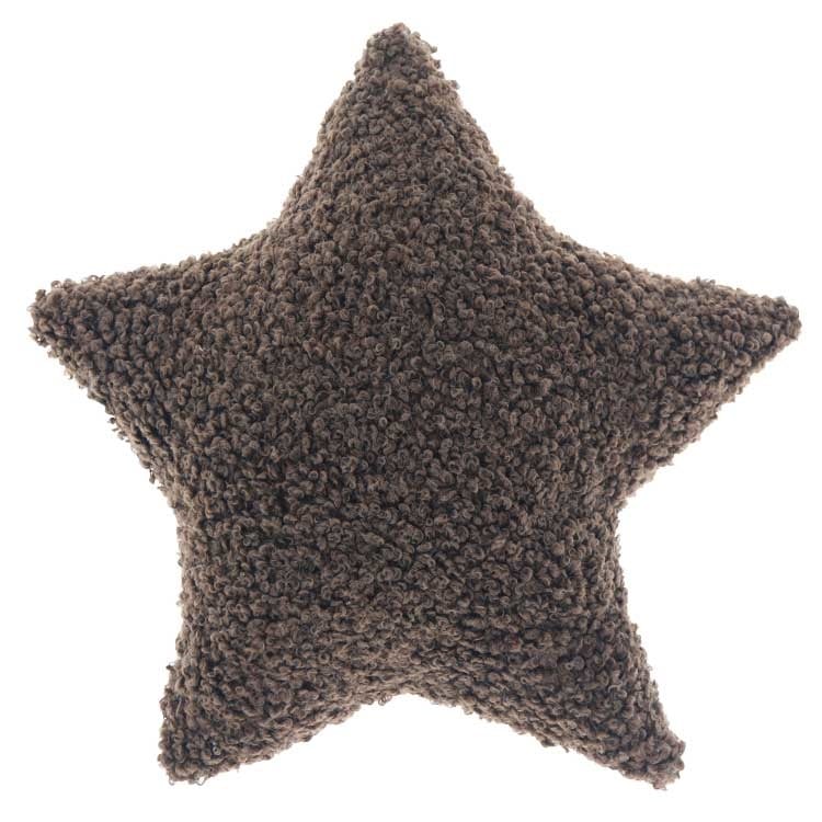 Deko Kissen "Curly Star" in Creme, Braun und Sand, 40cm, von Wohnen auf dem Land, mit Sternmuster auf weichem Textil.